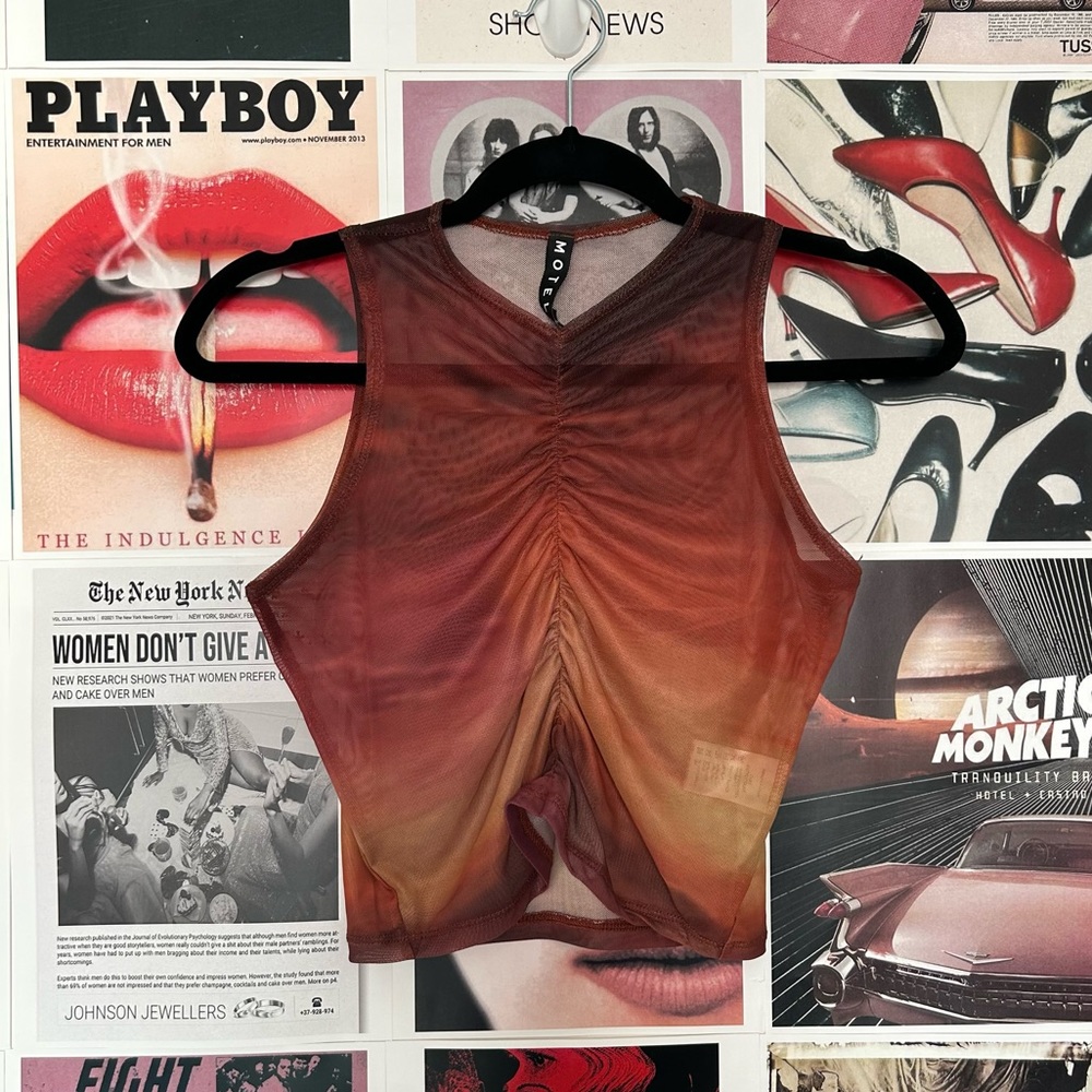 motel rocks mesh crop top